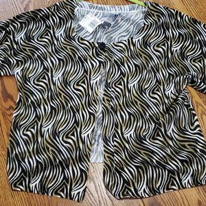 Jaclyn Smith, 3X  Brown Zebra Print Short Sleeve Cardigan